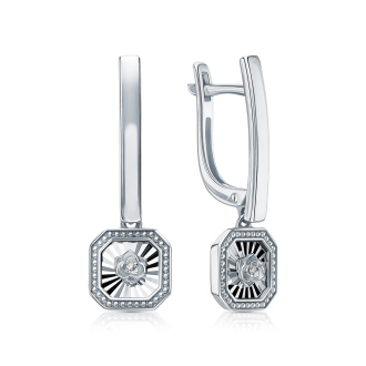 Серьги из серебра с бриллиантами природными