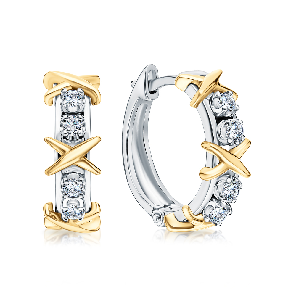 Золотые серьги с бриллиантами природными