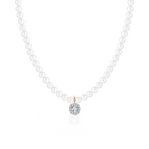 Золотое шейное украшение с жемчугом и фианитами