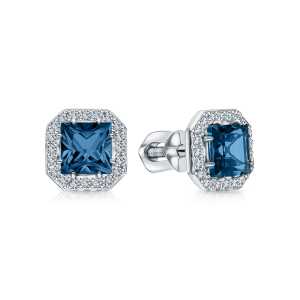 Золотые серьги с бриллиантами природными и топазами природными