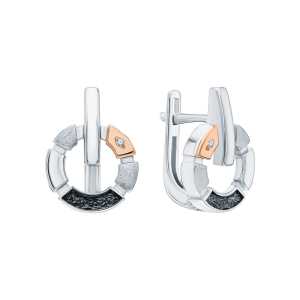 Серебряные серьги с бриллиантами природными