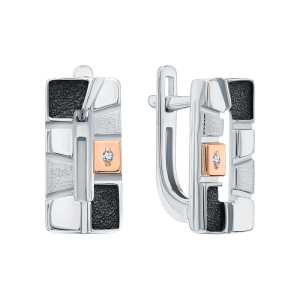 Серебряные серьги с бриллиантами природными