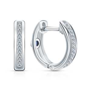 Золотые серьги с бриллиантами природными и сапфирами природными