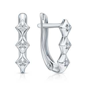 Серебряные серьги с бриллиантами природными