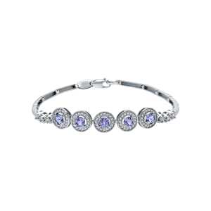 Золотой браслет с бриллиантами природными и танзанитами природными